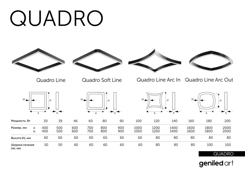 Дизайнерские светильники Geniled Art Quadro Line Arc Out In на заказ